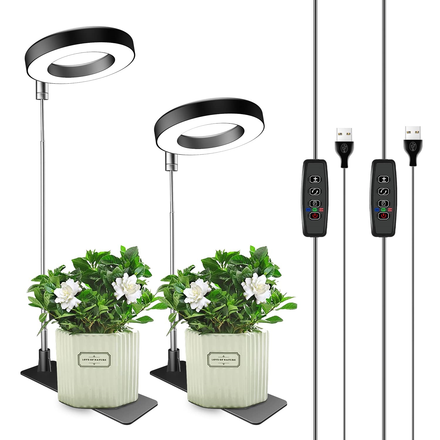 Plant Grow Light Full Spectrum - LED Ring Grow Lights com Stand